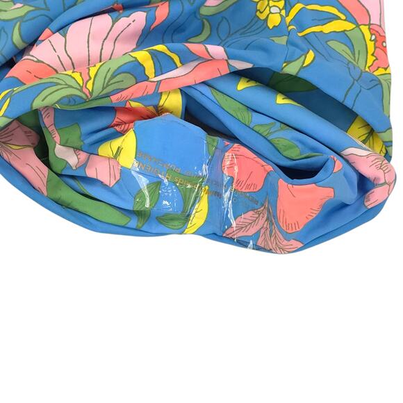 Maaji One Piece Swimsuit Maya Blue Tiki Plunge Reversible Floral Racerback - Picture 9 of 14